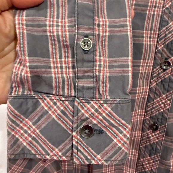 Woolrich Shirt Outdoor Hiking Plaid Button Down Color Gray Red Pink Size Large - Picture 5 of 9